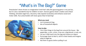 bag with sensory items