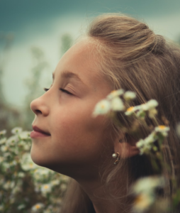 child taking a breath